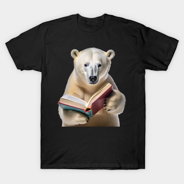 Polar bear reading a book T-Shirt by Ingridpd